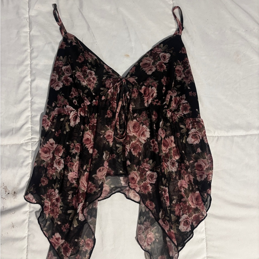 Floral Black and Pink Women's Top